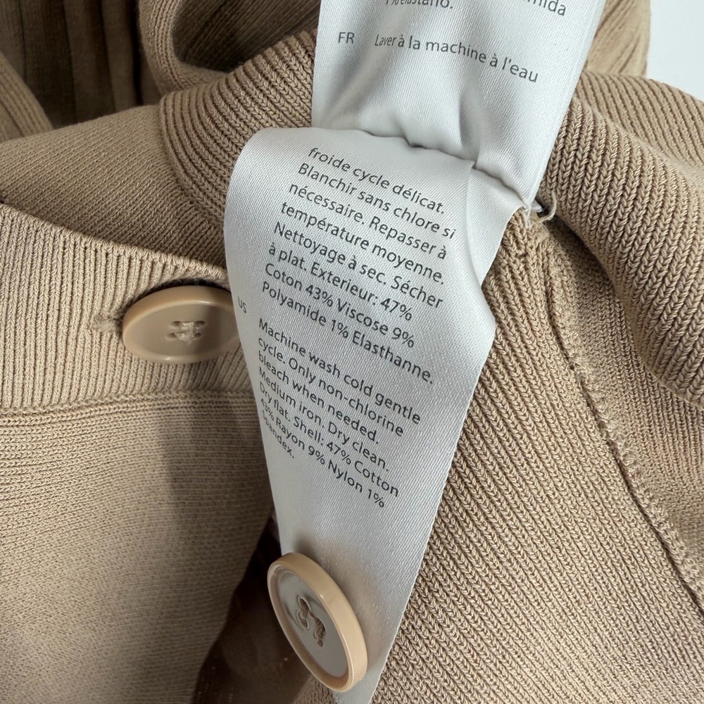 Cos Loose Fit Ribbed Raglan Sleeve Cardigan In Beige - Picture 6 of 7